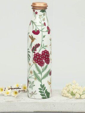 Grey Floral Galore Tapered copper bottle